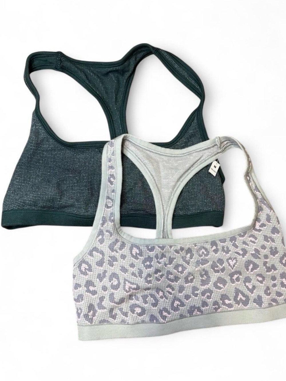 Victoria's Secret Racerback Bralette Pair - Dark Teal & Light Gray Leopard